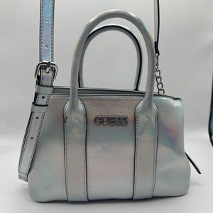 metallic silver crossbody